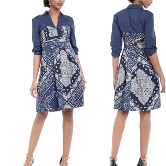 ANTHROPOLOGIE Holding Horses Flared Bandana Western Shirtdress Size 0 - Picture 16 of 16